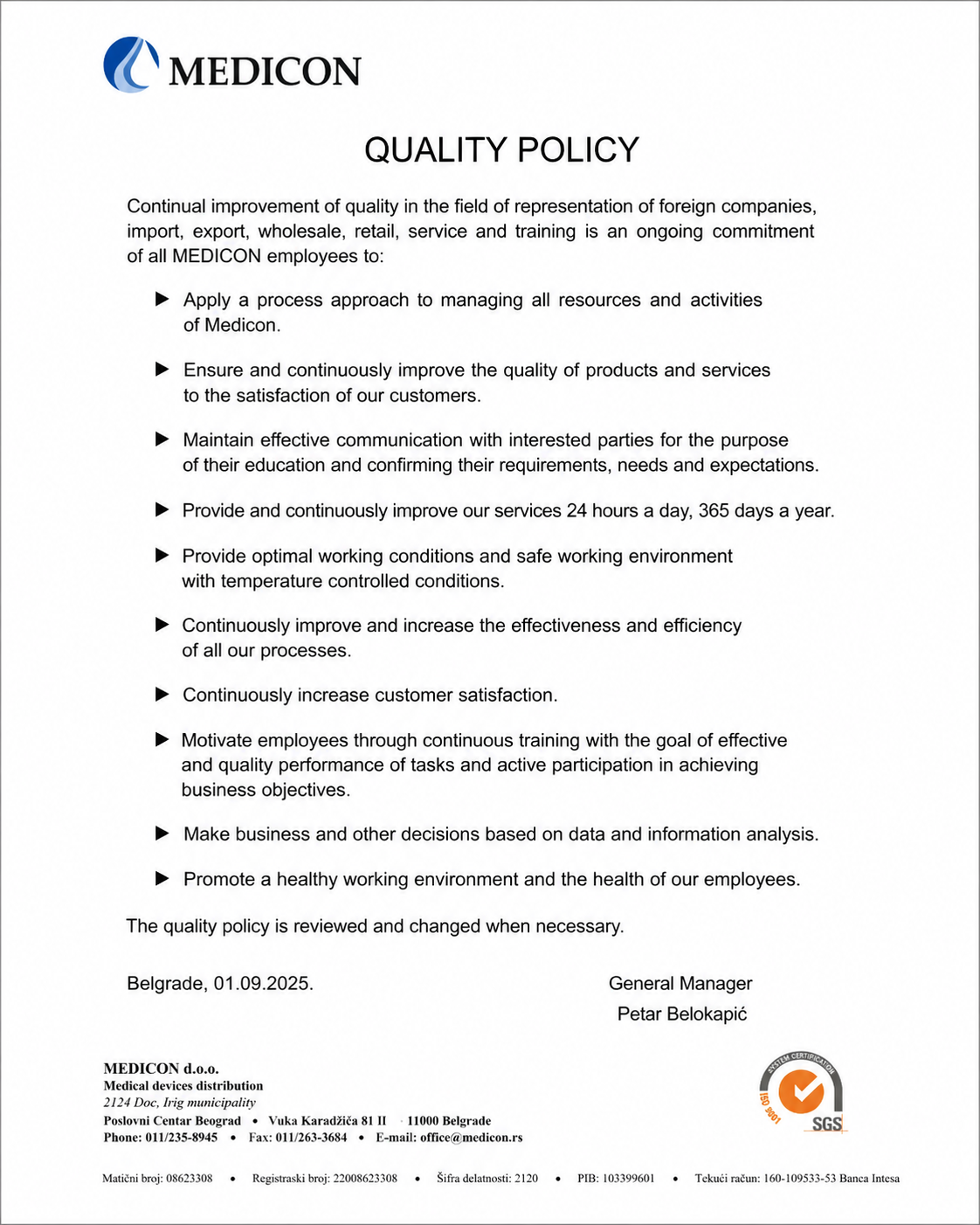 Quality policy